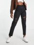 Levi's high waisted distressed mom jean in black
