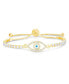 ფოტო #1 პროდუქტის Cubic Zirconia Evil Eye Adjustable Bolo Bracelet In Silver Plate or Gold Plate