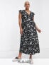 River Island Plus floral midi dress in black