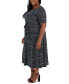Plus Size Dot-Print Fit & Flare Midi Dress
