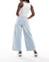 Фото #5 товара Pull&Bear cropped wide leg jean in light wash blue