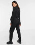 Фото #2 товара ASOS DESIGN long sleeve tux crepe jumpsuit in black