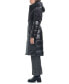 Women's Velvet Mix Belted Hooded Puffer Coat