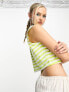 Фото #3 товара JJXX cropped top t-shirt in lime and white stripe