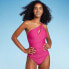 Women's One Shoulder Twist One Piece Swimsuit - Shade & Shore Purple XS