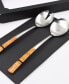 Rattan Stainless Steel 2 Piece Serving Set with Gift Box