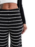 New Look stripe wide leg trouser in black