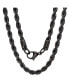 ფოტო #1 პროდუქტის Men's black IP Plated Stainless Steel Rope Chain 24" Necklace
