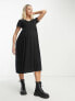 Mamalicious Maternity v neck short sleeve midi dress in washed black