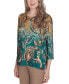 ფოტო #5 პროდუქტის Petite Paisley Ombré 3/4-Sleeve Top