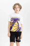 Фото #1 товара Футболка для малышей defacto NBA Los Angeles Lakers Oversize Fit C0388A824SM