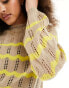 JDY lightweight pointelle jumper beige & yellow HUMUS ASPN GLD, S - фото #6