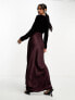 Фото #3 товара ASOS DESIGN satin batwing bias cut maxi dress with contrast velvet bodice in burgundy