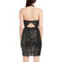 Aqua 289284 Sequin Halter Mini Evening Dress - Black Cooper Size L