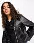 Фото #8 товара ASOS DESIGN Petite ultimate faux leather biker jacket in black