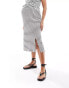 Фото #2 товара Mamalicious Maternity fine knit midi skirt co-ord in mono stripe