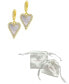 ფოტო #3 პროდუქტის 14K Gold-Plated White Mother-of-Pearl Crystal Halo Heart Drop Huggie Earrings