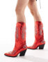 Azalea Wang Timothee western knee boots in metallic red Красный, 39 - фото #2