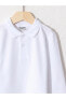 Фото #3 товара Your Fashion Style'dan Polo Yaka Basic Uzun Kollu Pamuklu Beyaz Erkek Çocuk Tişört