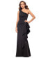 Фото #1 товара Women's Ruffled One-Shoulder Scuba Gown