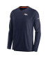 ფოტო #3 პროდუქტის Men's Navy Denver Broncos 2022 Sideline Coach Chevron Lock Up Performance Long Sleeve T-shirt