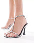 4th & Reckless Jenner Heeled Sandal with Cross Strap in Silver