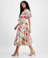 ფოტო #3 პროდუქტის Women's Floral-Print Tiered Midi Dress