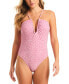 Фото #1 товара Women's Animal-Print Metallic-Threaded One-Piece Swimsuit