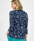 Women's Printed V-Neck 3/4 Sleeve Top, Created for Macy's