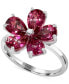 ფოტო #1 პროდუქტის Pink Topaz (4-1/4 ct. t.w.) & Diamond Accent Flower Ring in Sterling Silver