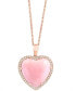 EFFY® Pink Opal (10-9/10 ct. t.w.) & Diamond (1/5 ct. t.w.) Heart 18" Pendant Necklace in 14k Rose Gold