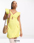 Фото #1 товара River Island Petite cut out frill sleeve mini dress in yellow