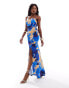 Фото #1 товара Flounce London maxi dress in blue blurred floral