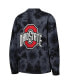 ფოტო #2 პროდუქტის Women's Black Ohio State Buckeyes Jeweled Tie-Dye Button-Up V-Neck Sweater