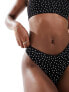 New Look polka dot ribbed seamless thong in black