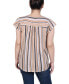 Petite Size Drawstring Neck Top Tan Stripe, PS - фото #2