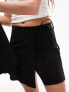 Topshop bengaline wrap mini skirt in black