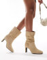 Free People slouchy suede heeled boots in cream