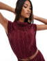 Фото #9 товара ASOS DESIGN plisse cutout detail maxi dress in burgundy