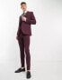 Фото #4 товара ASOS DESIGN skinny suit jacket in burgundy gingham