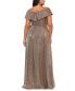 Фото #3 товара Plus Size Draped Off-The-Shoulder Metallic Gown
