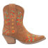 Dingo Sugar Bug Floral Embroidery Round Toe Cowboy Booties Womens Brown Casual B