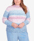 Фото #5 товара Plus Size Swiss Chalet Space Dye Chenille Stripe Mock Neck Sweater