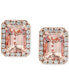 ფოტო #3 პროდუქტის EFFY® Morganite (1-7/8 ct. t.w.) & Diamond (1/4 ct. t.w.) Halo Stud Earrings in 14k Rose Gold