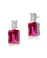 ფოტო #1 პროდუქტის Sterling Silver White Gold Plated Clear and Colored Cubic Zirconia Two-Stone Drop Earrings