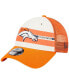 Men's Cream, Orange Denver Broncos Team Stripe Trucker 9FORTY Snapback Hat
