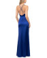 Juniors' Pleated V-Neck Evening Gown