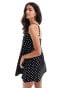 Фото #4 товара ASOS DESIGN denim cami mini dress in polka dot print in black