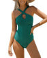 Фото #1 товара Women's Rib Cutout Crisscross One Piece Swimsuit