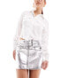 Фото #4 товара Mango belted mini metallic skirt in silver